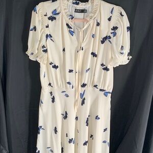 Ralph Lauren Cream Dress with Blue Floral Design